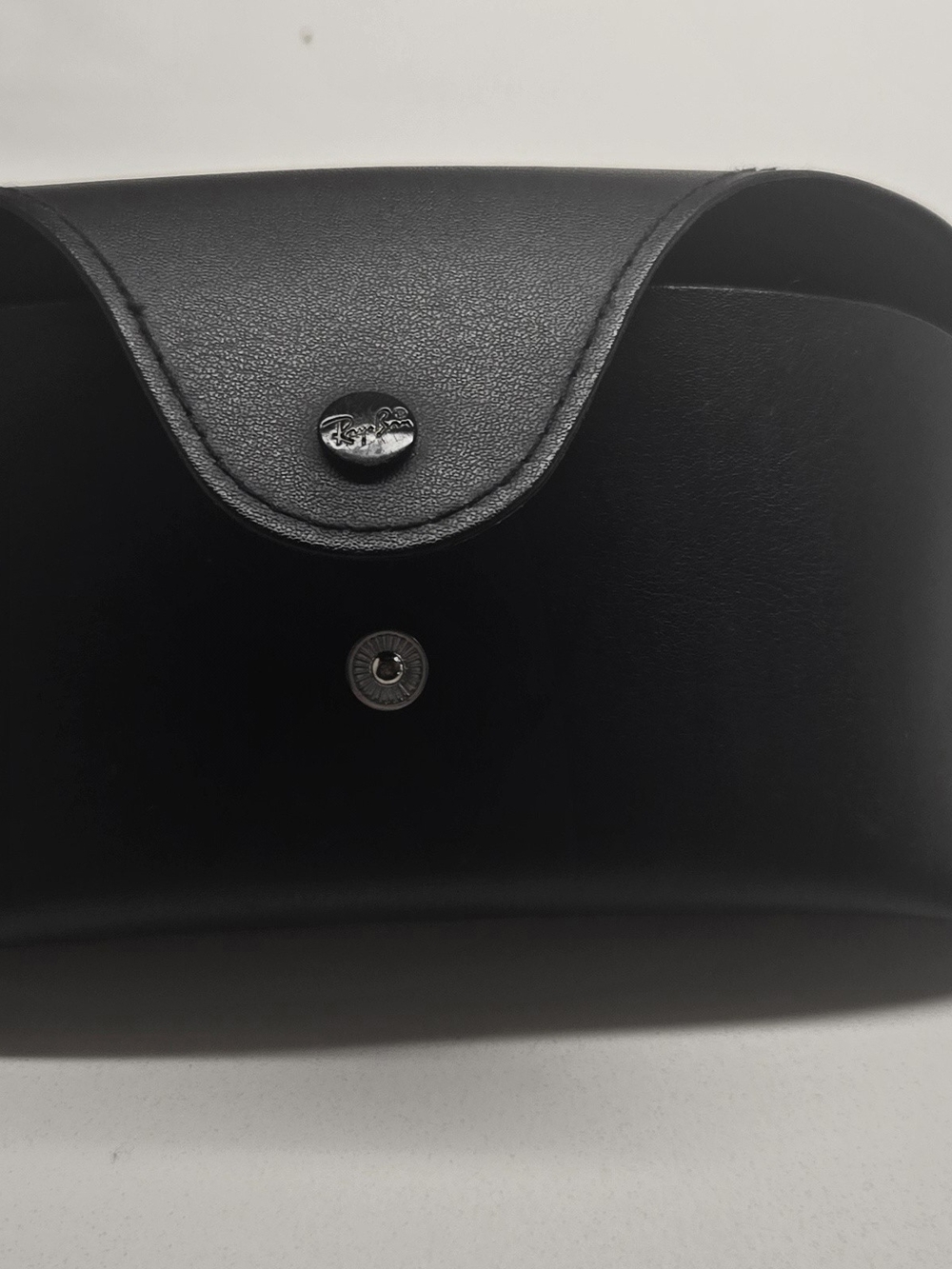 Ray-Ban Black Leather Sunglasses Case with Silver Button